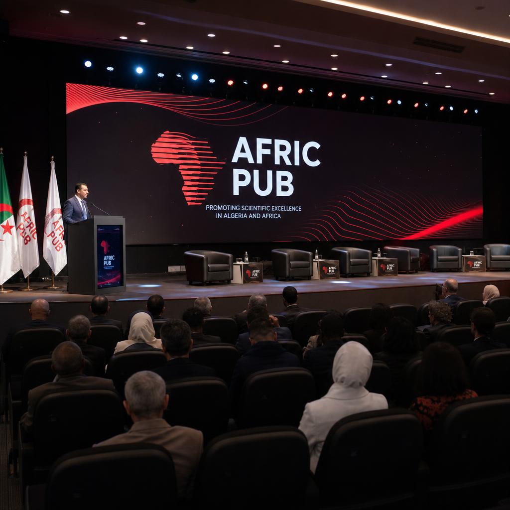 Salle de séminaire scientifique AFRIC PUB avec écran LED et public