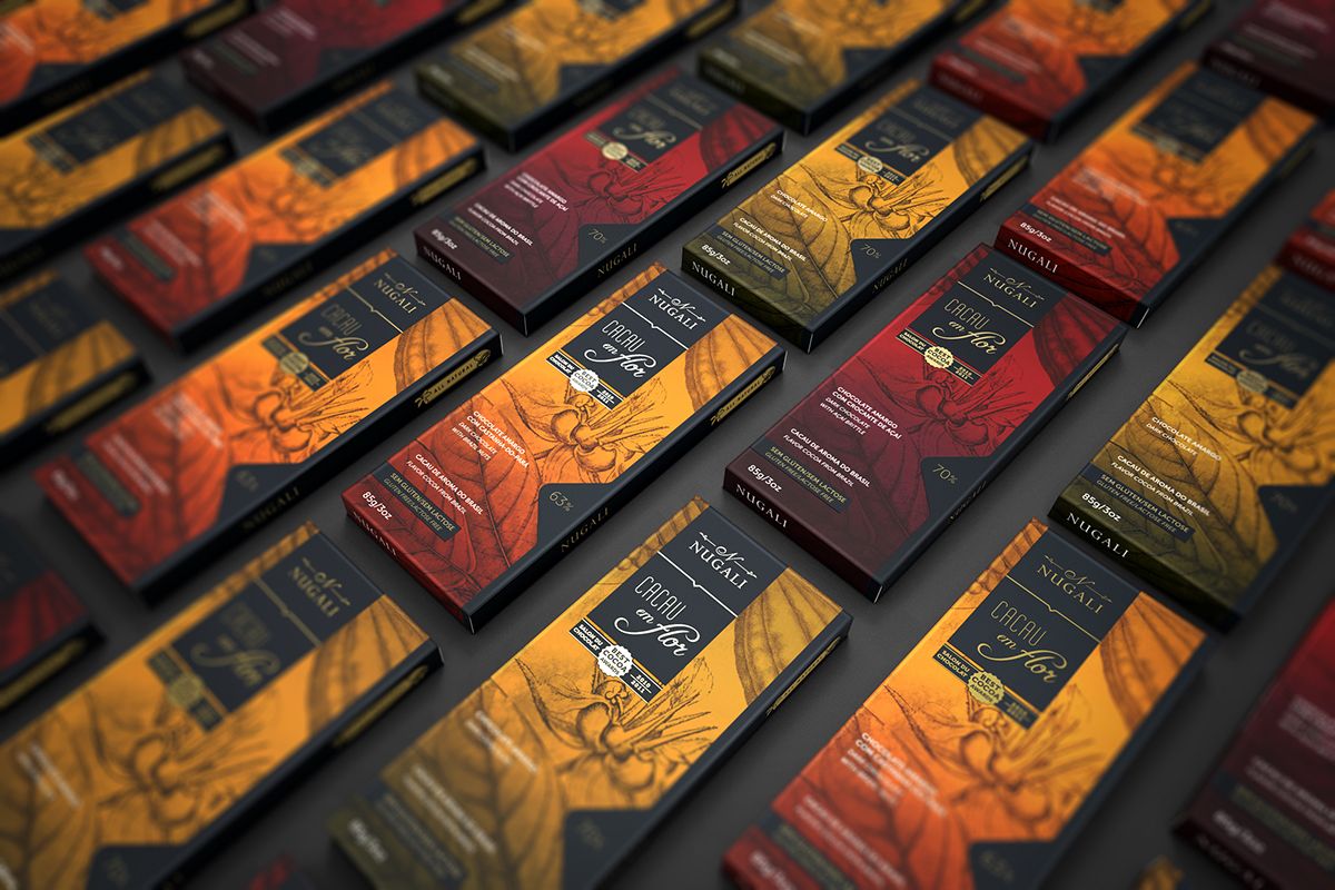 Étuis de packaging personnalisés alignés en rangées